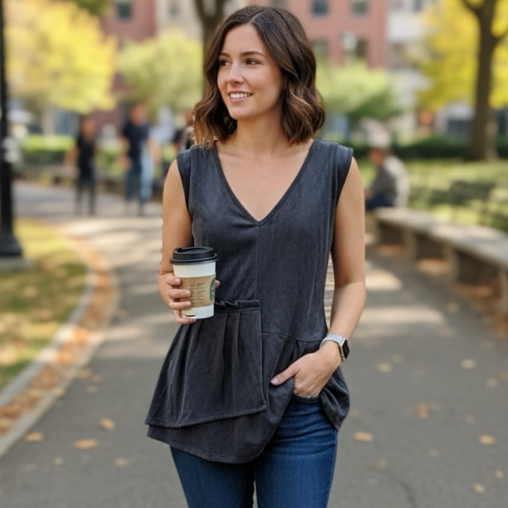 Love Scarlett Faux-Suede Asymmetrical Blouse
